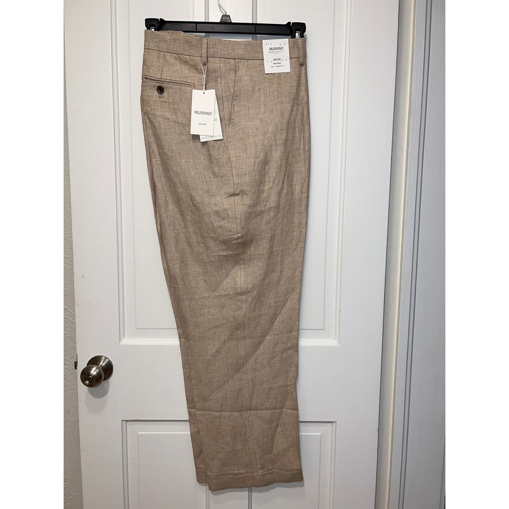 Murano Big Man Zac Classic Fit Baird McNutt Linen Pants Tan 46x28 1/2" NWT